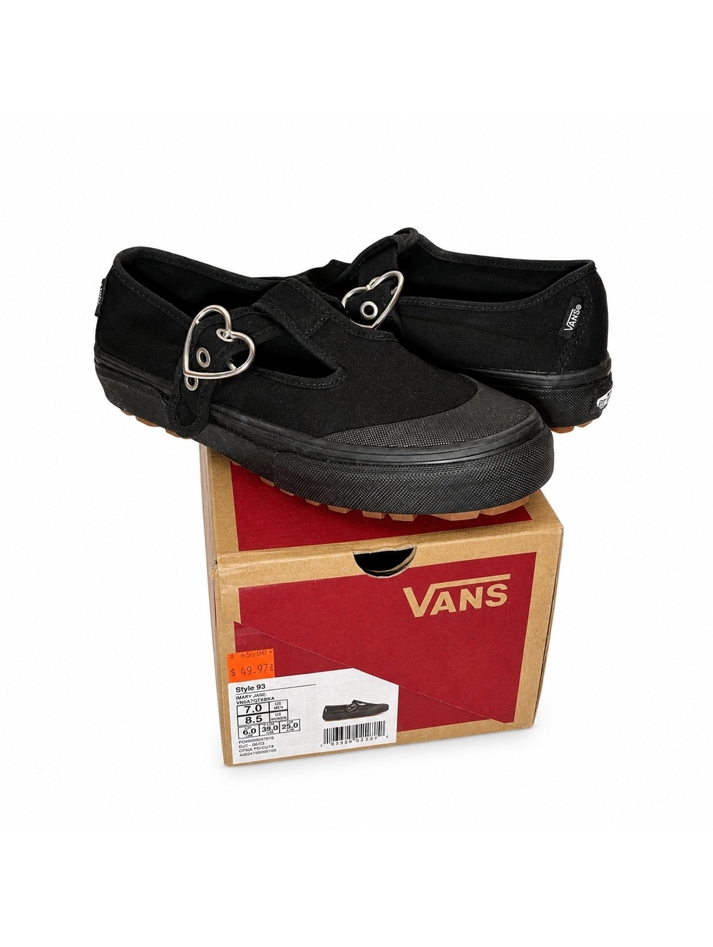 Vans Style 93 Mary Jane Heart Buckle Black Canvas Shoes Women’s 8.5 NWT